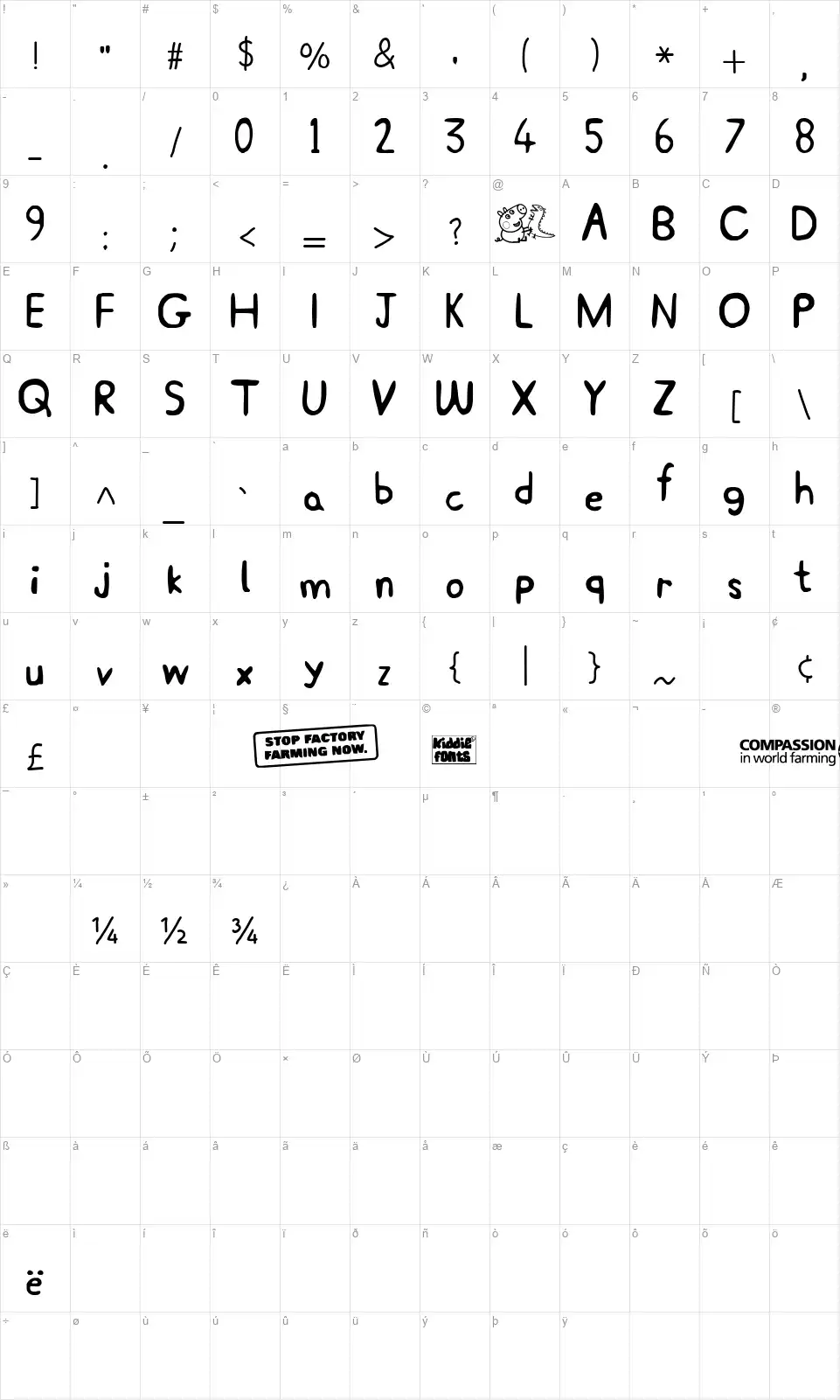 Peppa Pigfont character map
