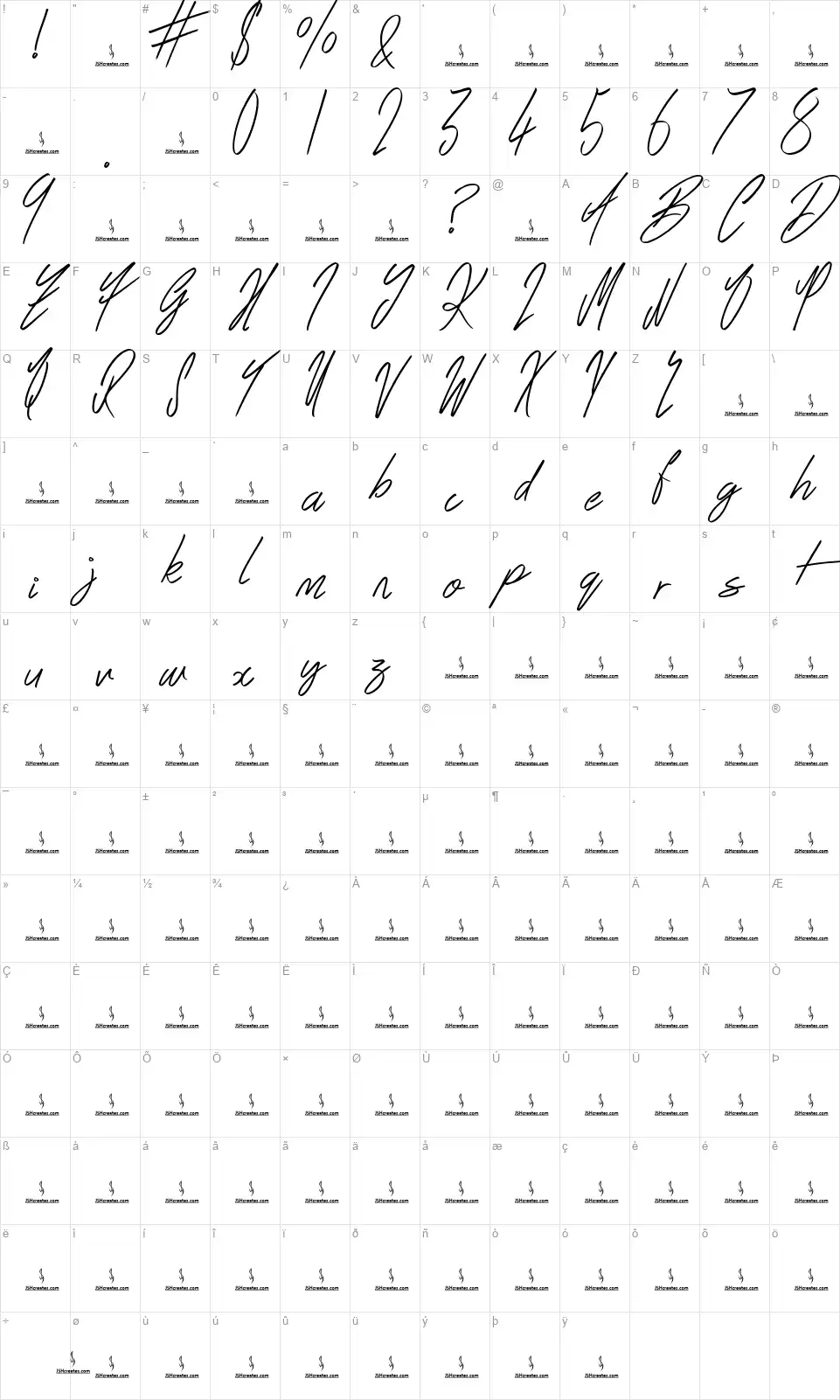 Perfume Shopfont character map