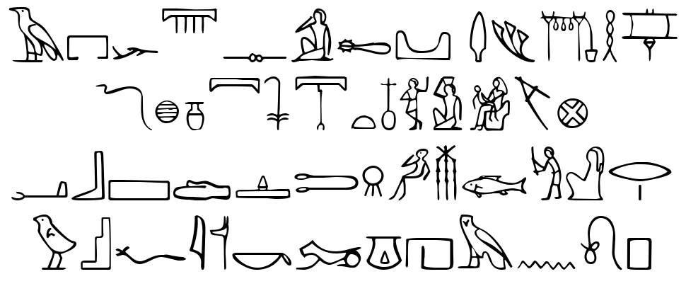 Pharaoh Glyph font specimens
