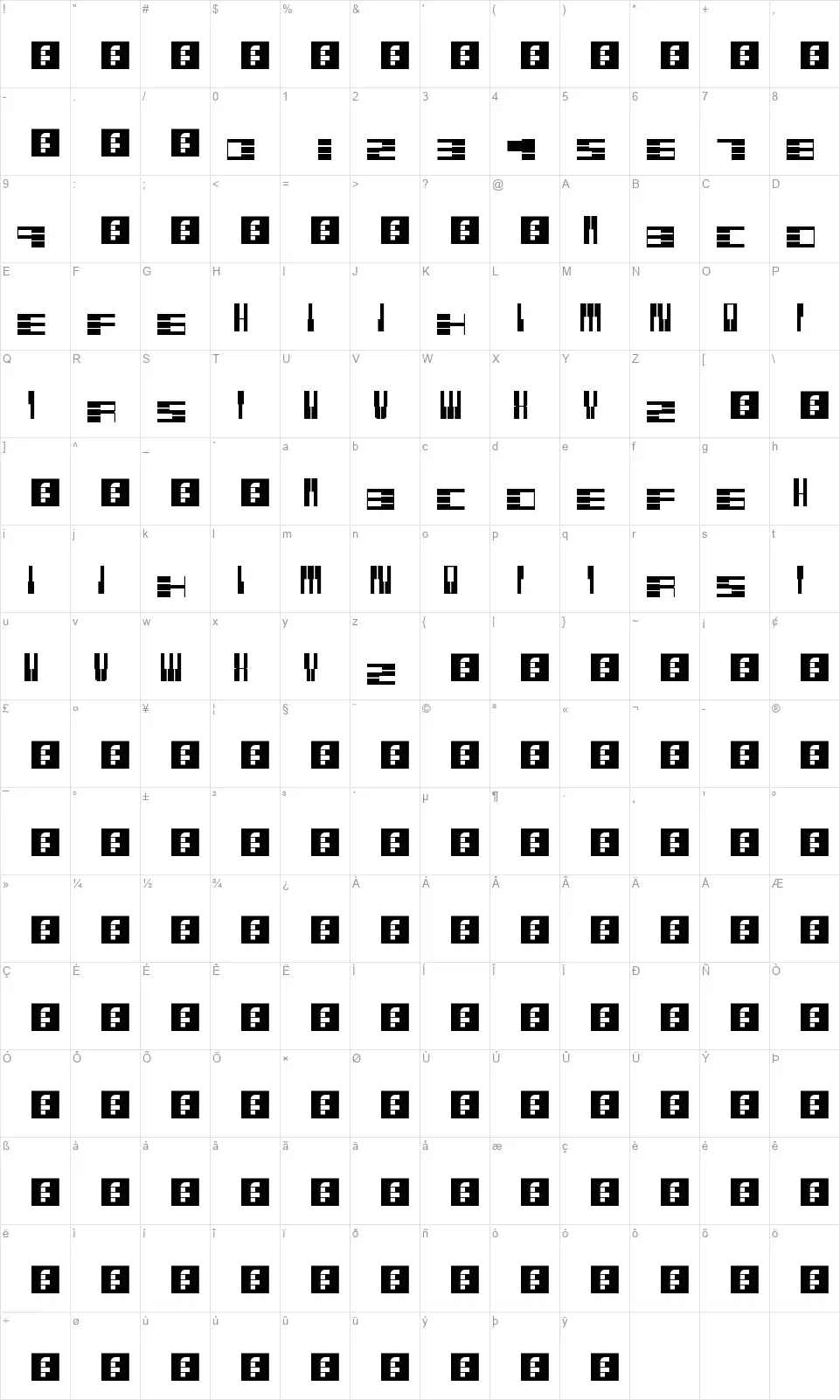PianoFontefont character map