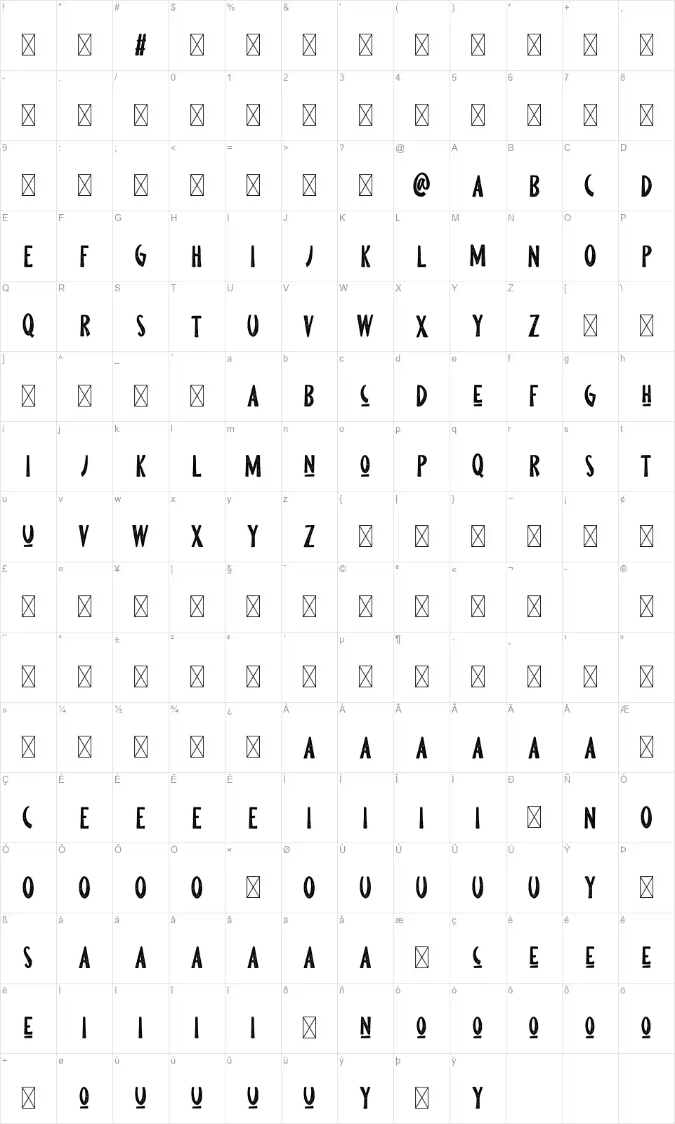 Pine Forestfont character map