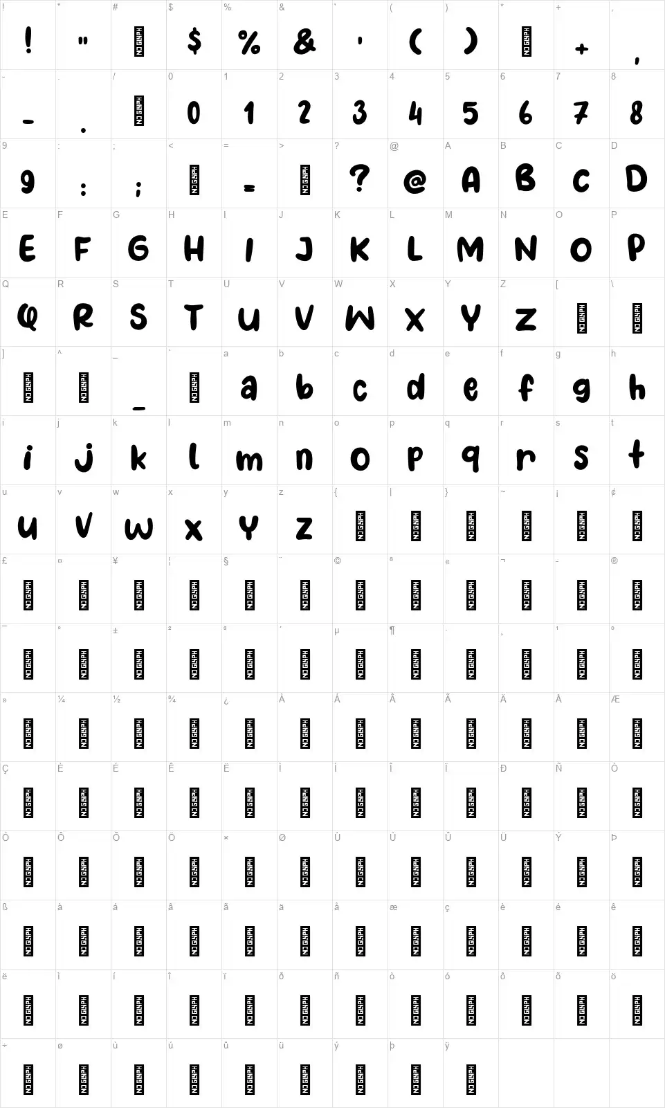 Pineapple Daysfont character map