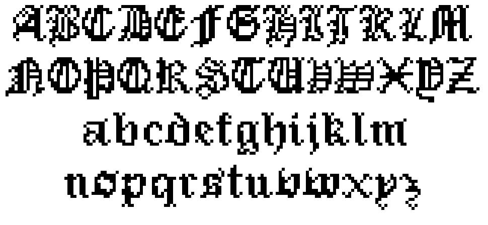 Pixel Gothic font specimens