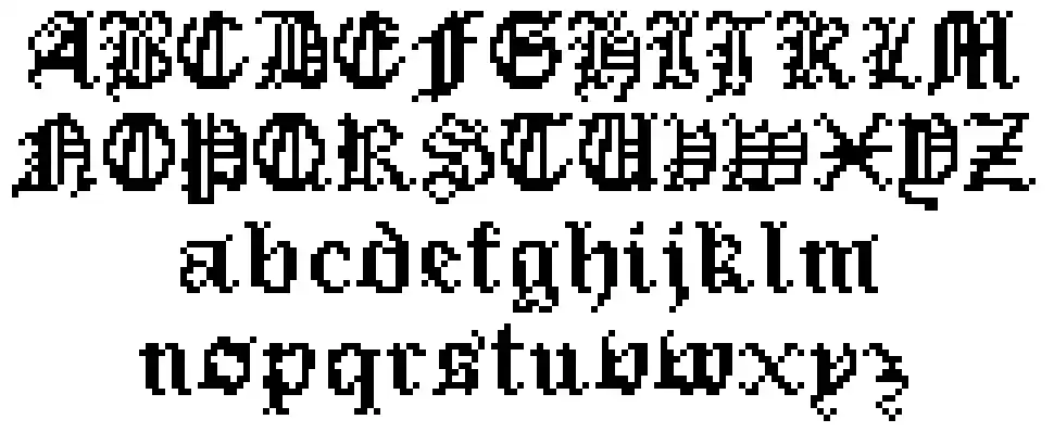 Pixel Gothic 字形 标本