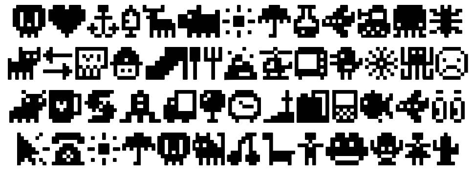 Pixel Icons Compilation font specimens