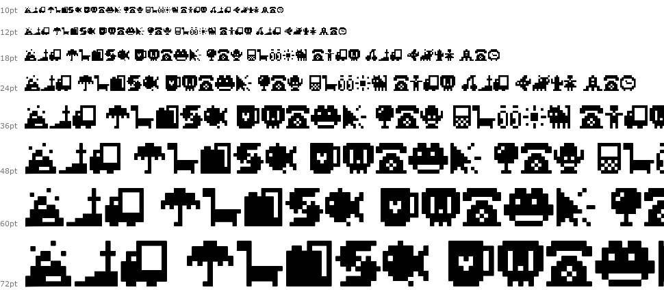 Pixel Icons Compilation schriftart Wasserfall