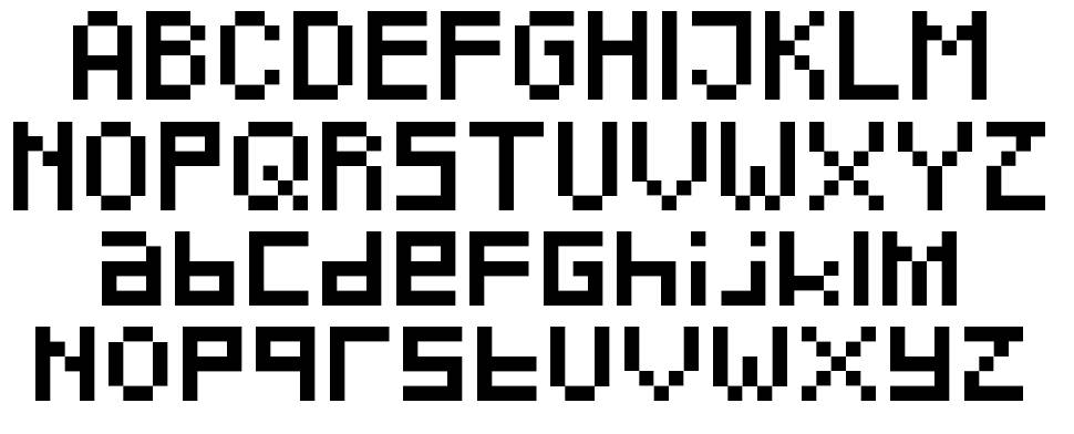 Pixeled font specimens