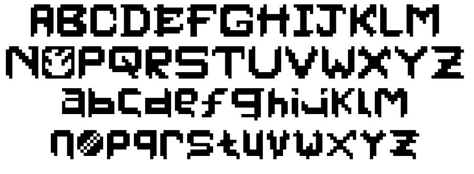 PixelFaceOnFire písmo Exempláře