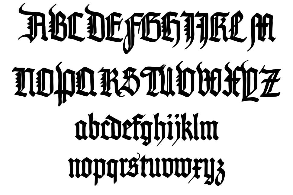 Pommern Gotisch font Örnekler