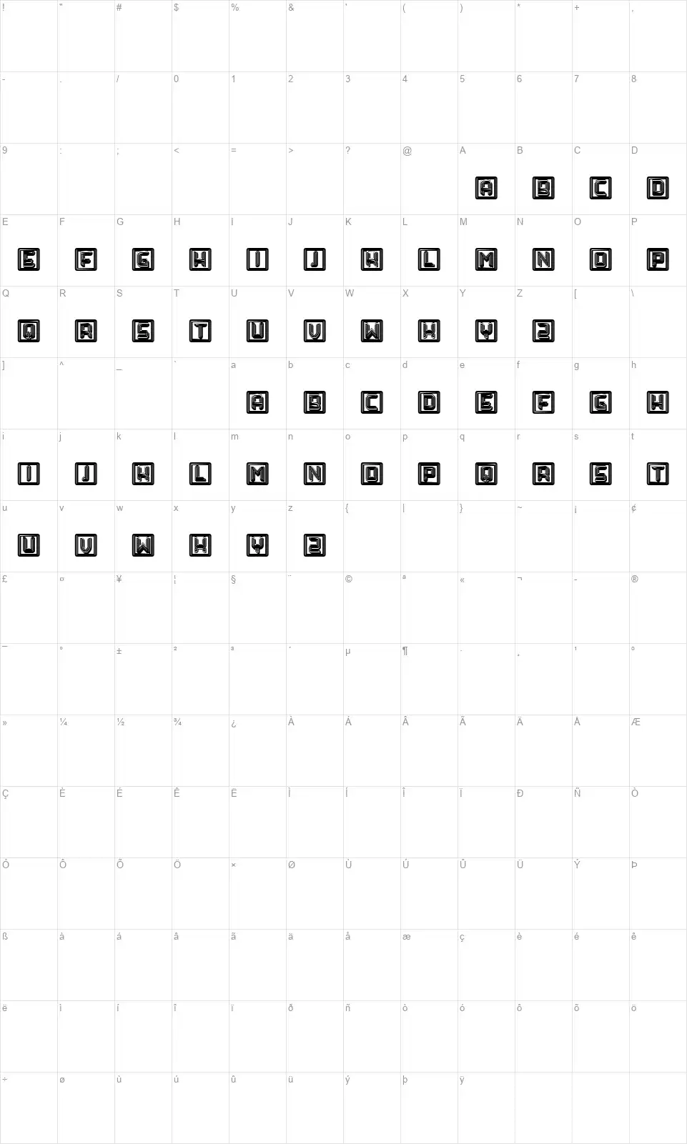 Power Dancefont character map
