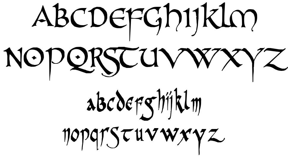 PR Celtic Narrow font specimens