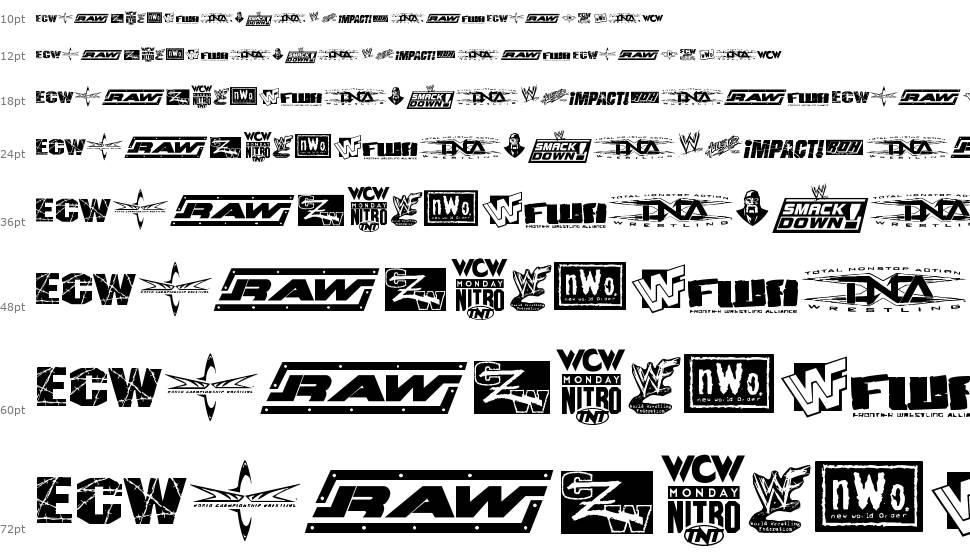 Pro Wrestling Logos czcionka Wodospad