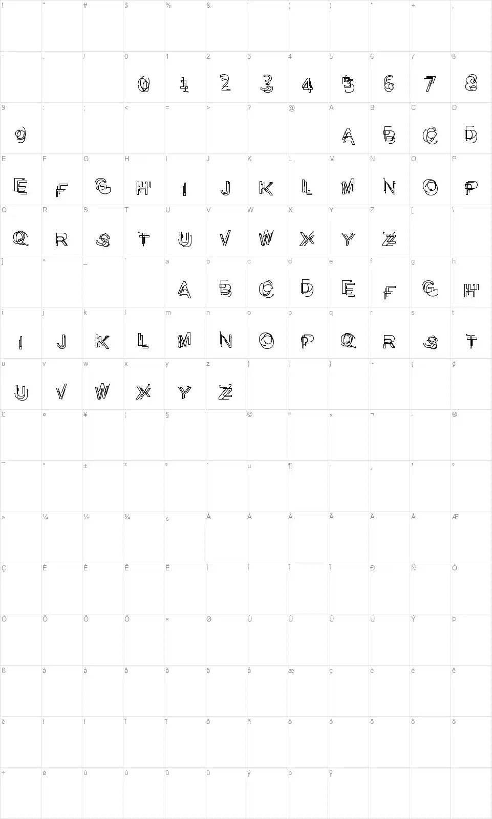 Problematic Piercerfont character map