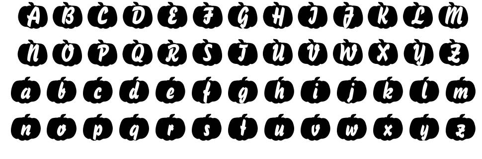 Pumpkinese písmo Exempláře