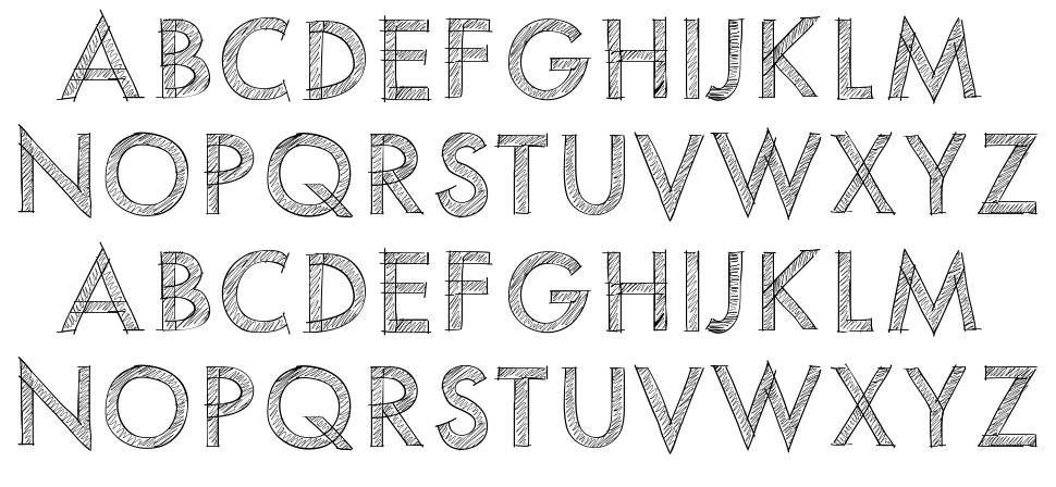 PW Scratched font specimens