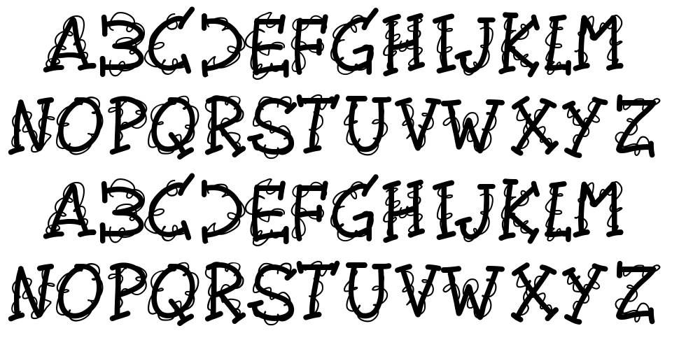 PW Twirly font specimens