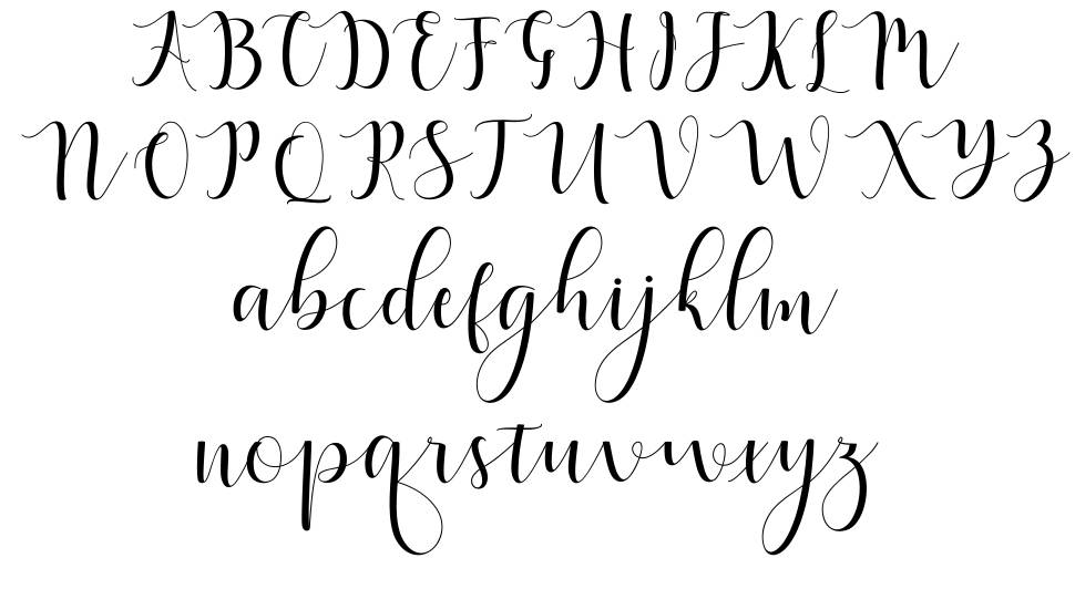 Qatielia Script font specimens