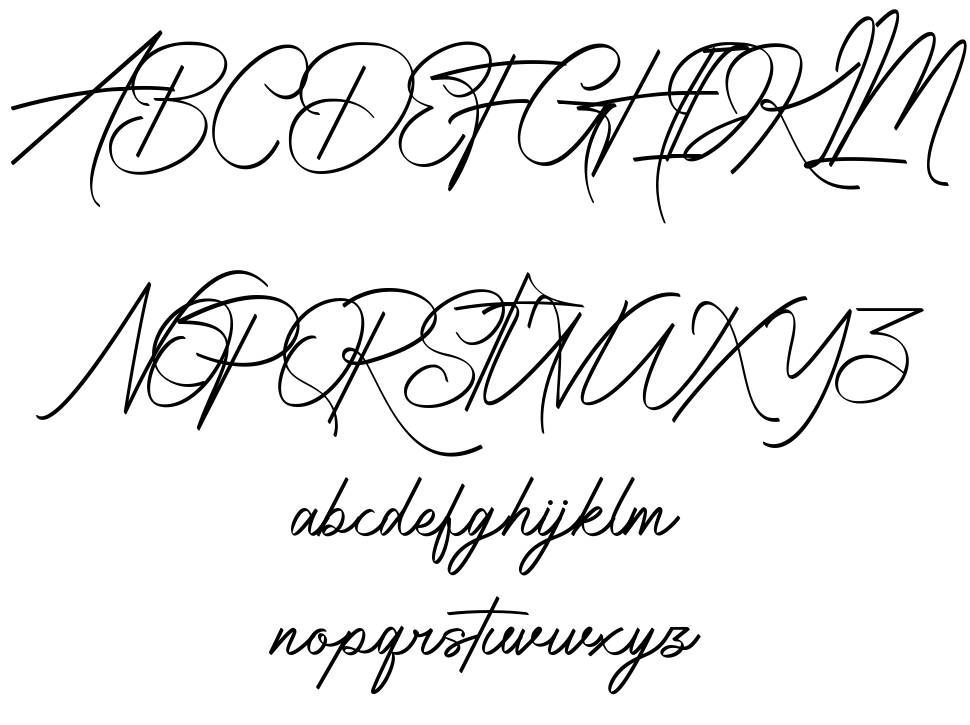 Radiantly Signature font specimens