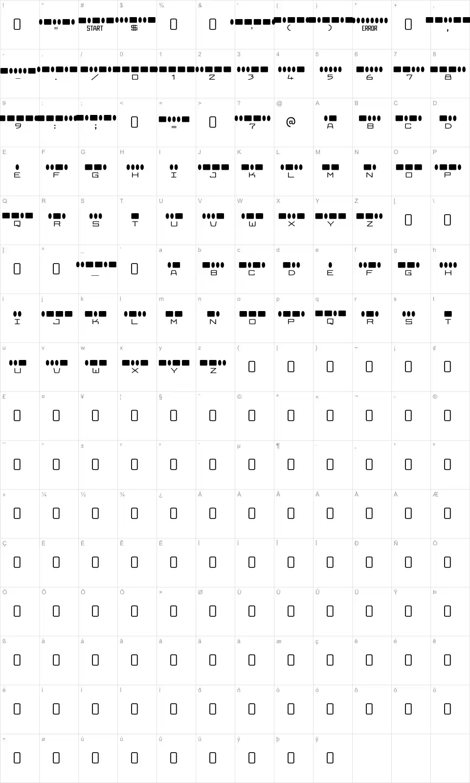 Radios in Motion Map Radios in Motionfont character map