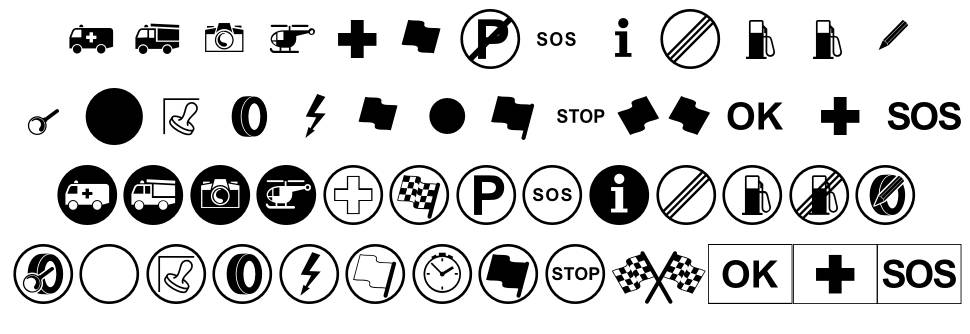 Rally Symbols шрифт Спецификация