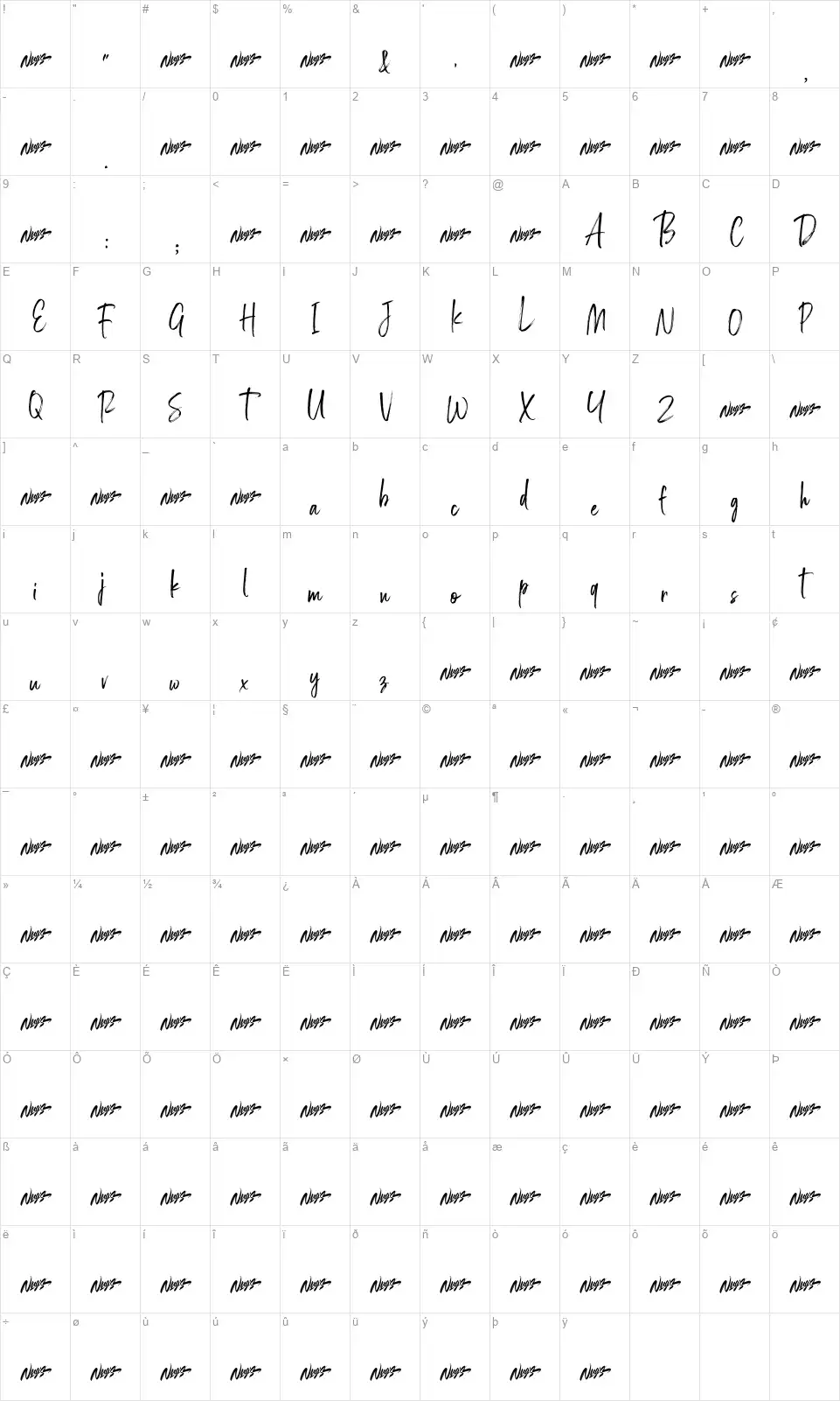 Ramshacklefont character map