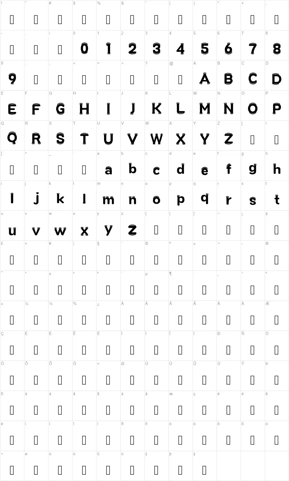 Reenginang Map Reenginangfont character map