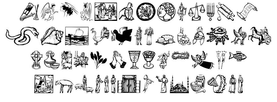 Religious Symbols font specimens