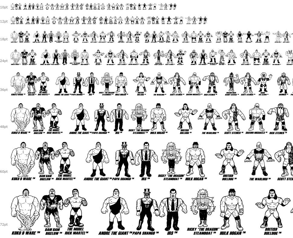 Retro Hasbro WWF Figures czcionka Wodospad