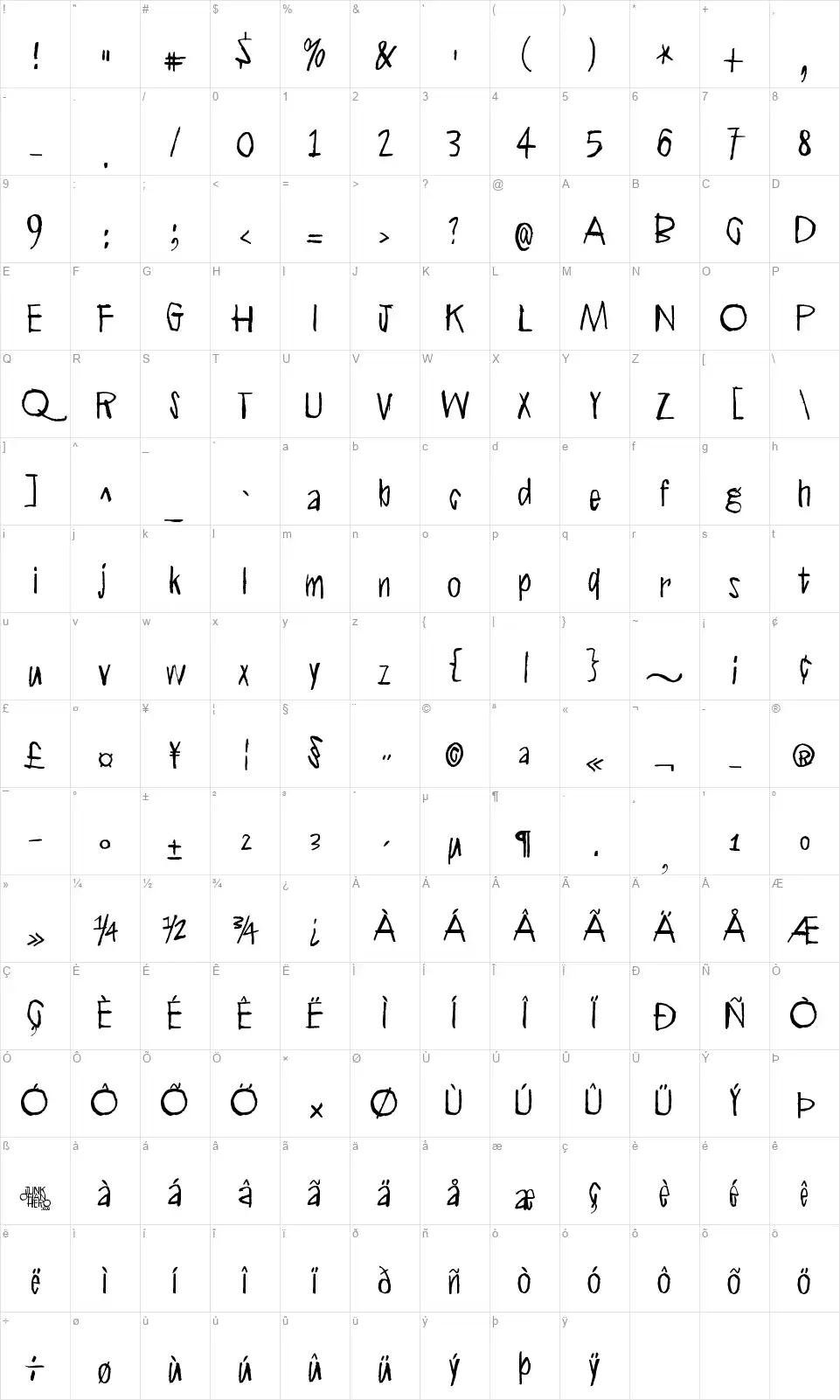 Ring Singularityfont character map