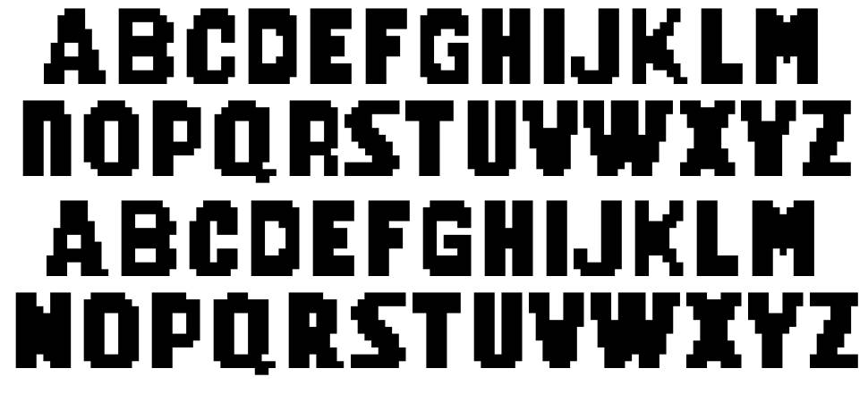 Road Pixel font specimens