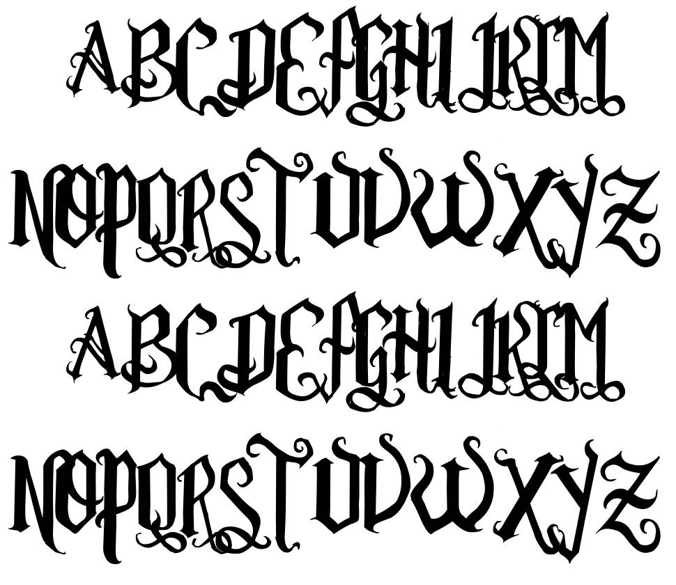 Romance Fatal Goth Italic font specimens