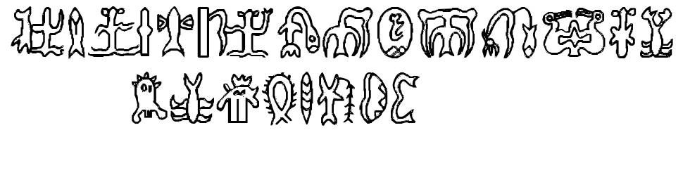 RongoRongo Glyphs шрифт Спецификация