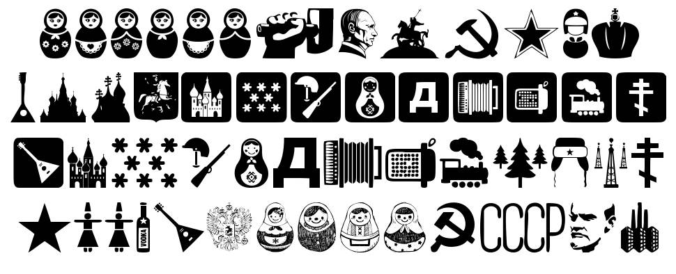 Russia font specimens