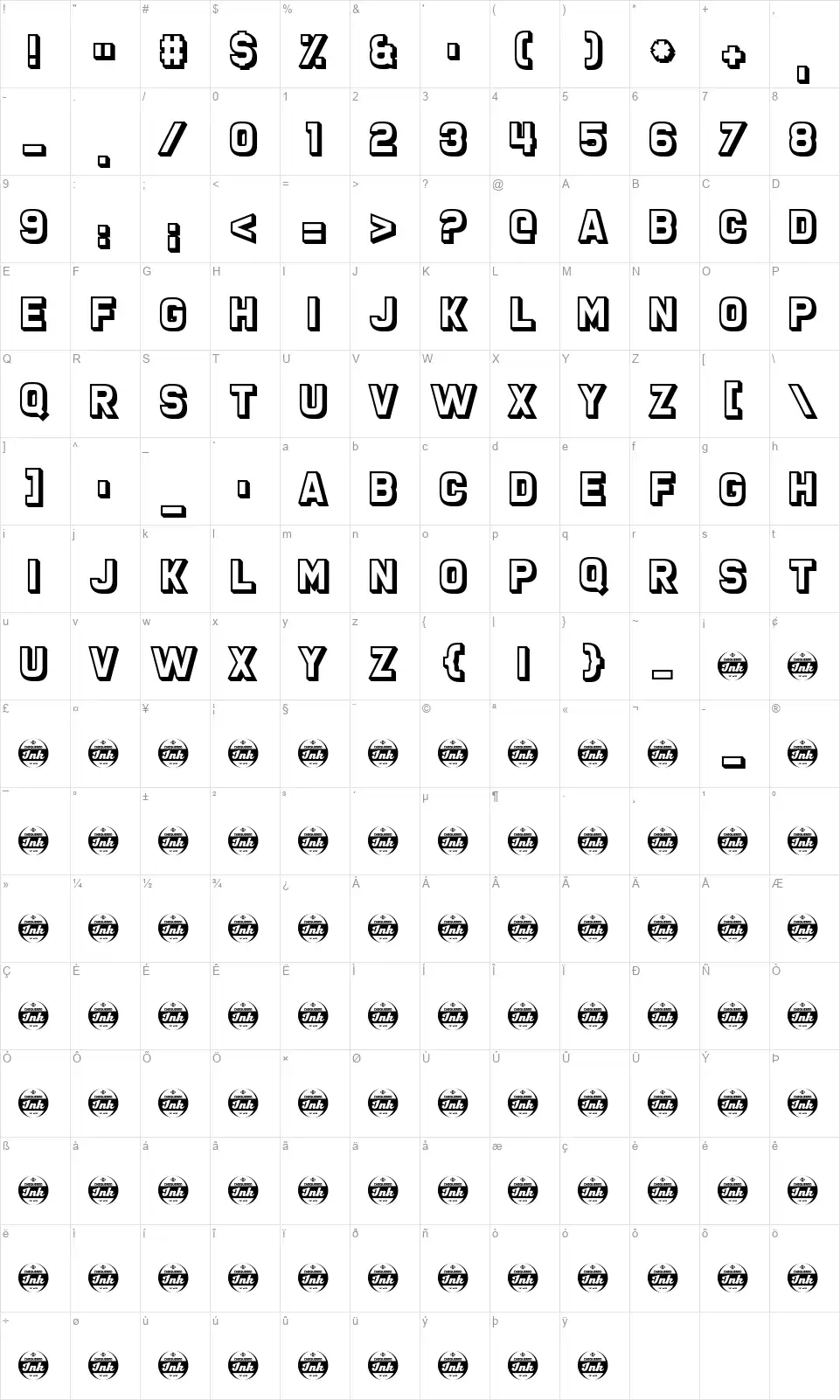 San Marino Beachfont character map