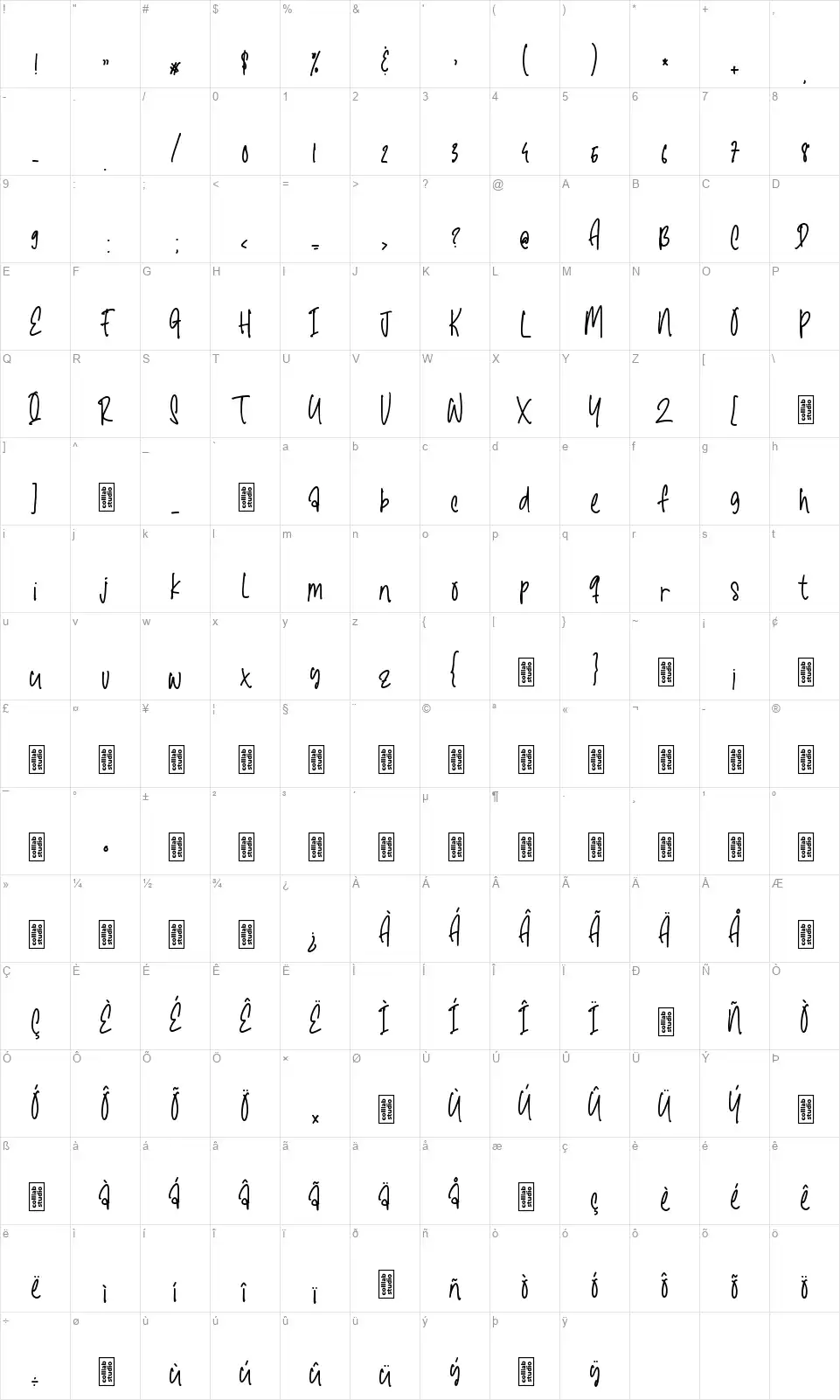 Santtoria Moodfont character map