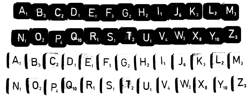 Scrabble font specimens