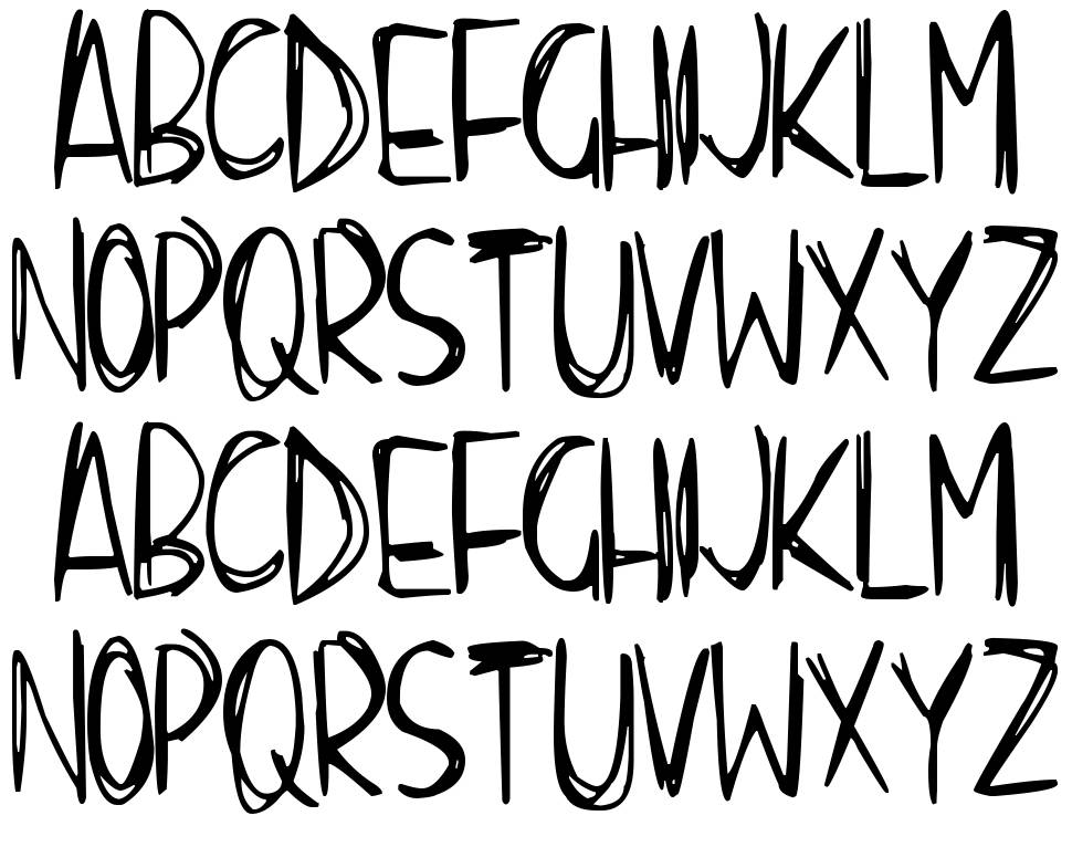 Scraggly font specimens