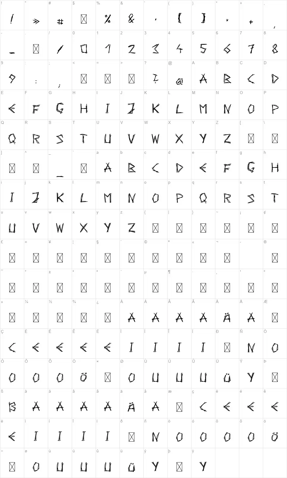 Scratch-SMfont character map