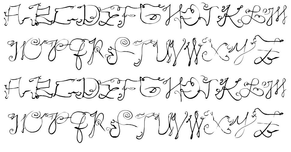 Scripty Caps písmo Exempláře