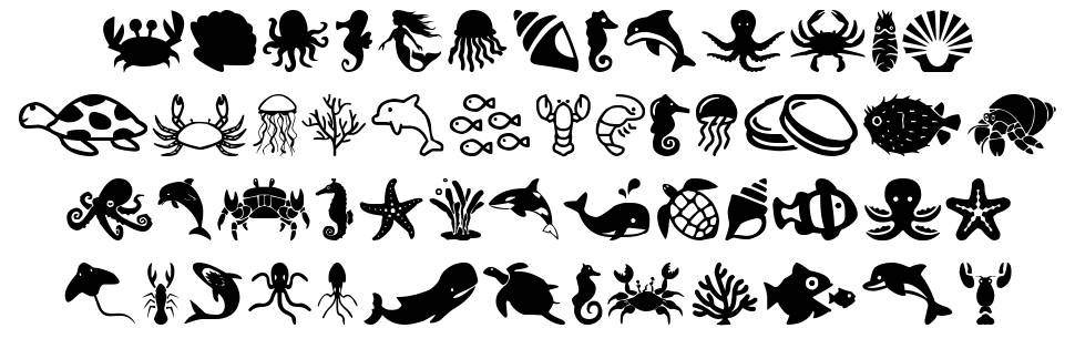 Sea Life font specimens