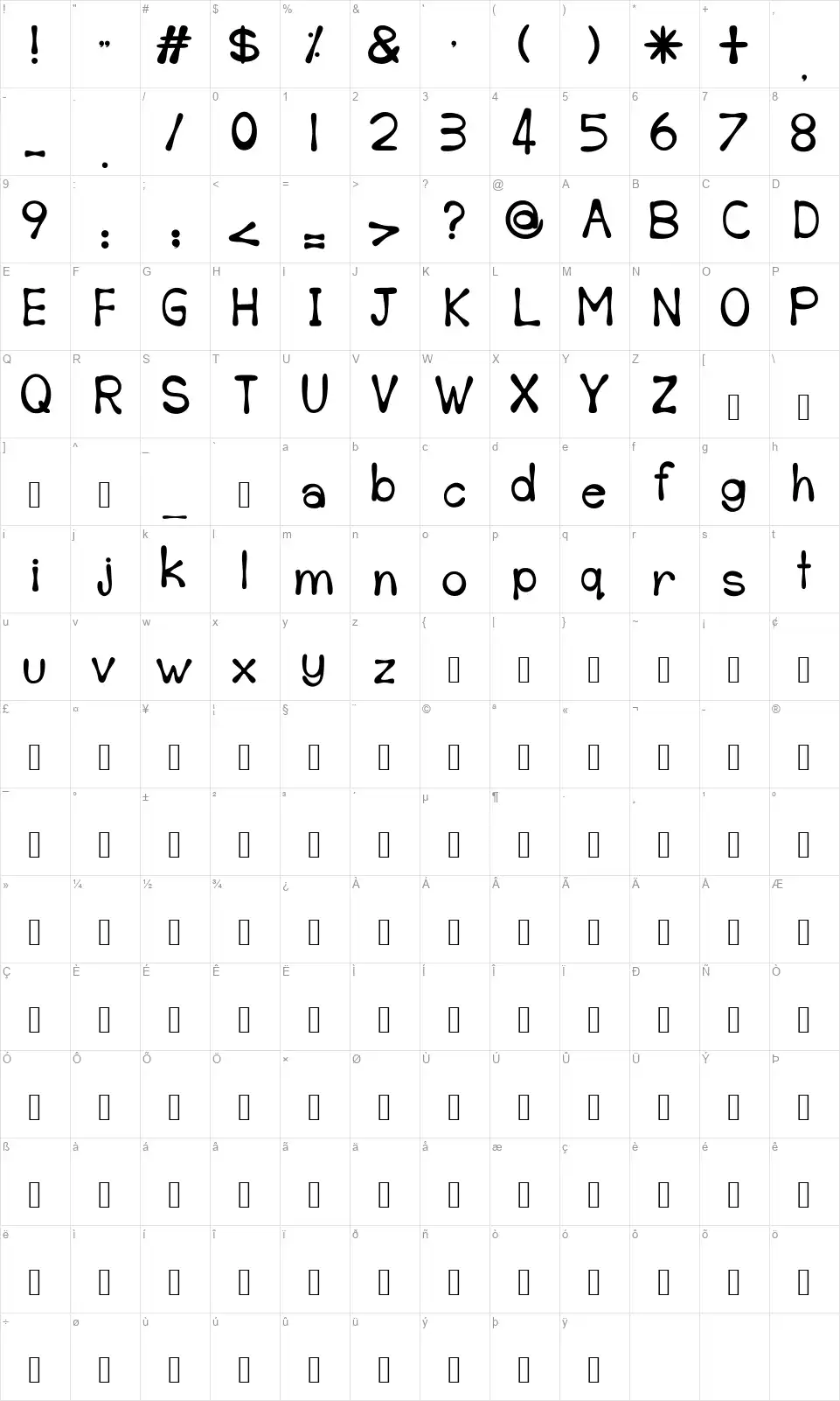 Sempoifont character map