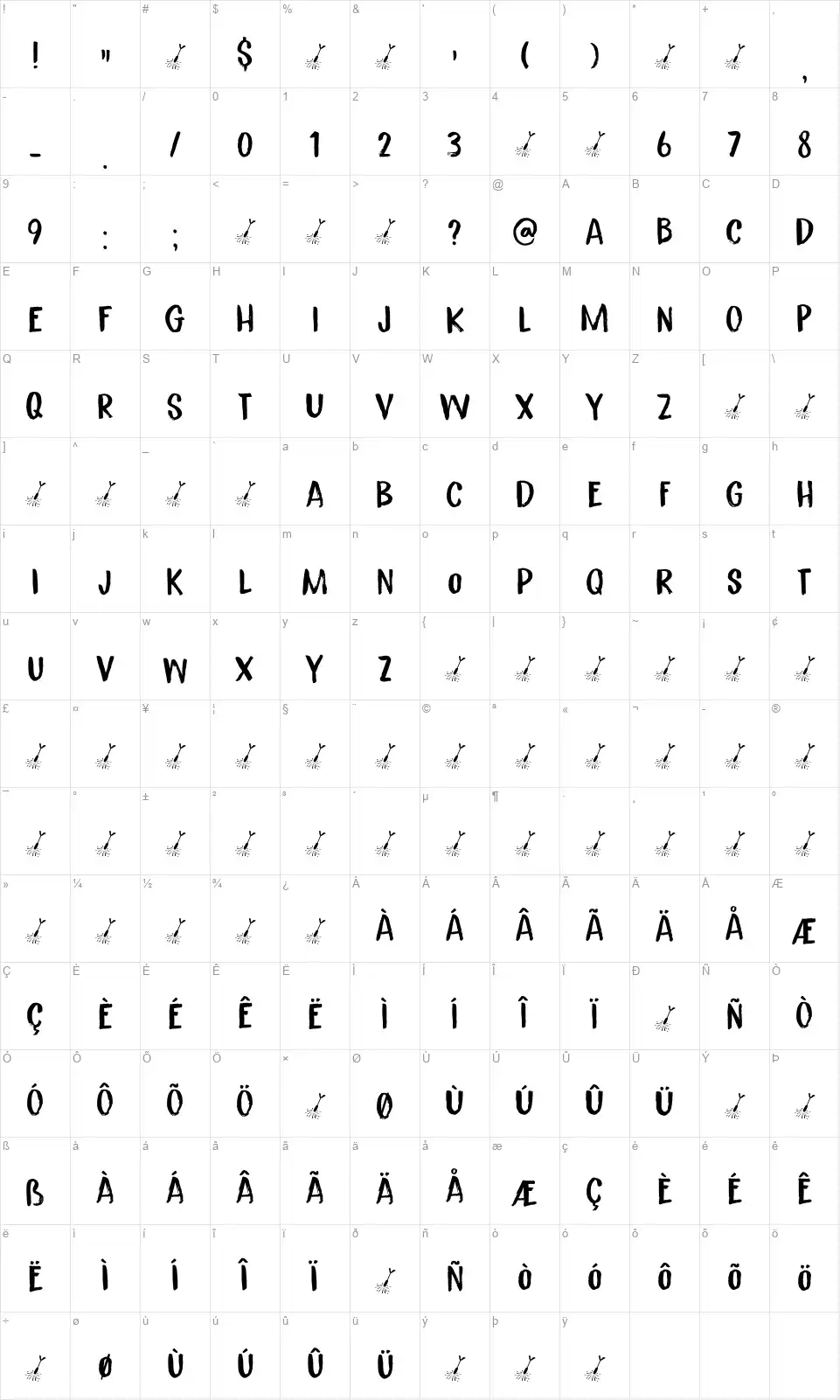 Senko Hanabifont character map