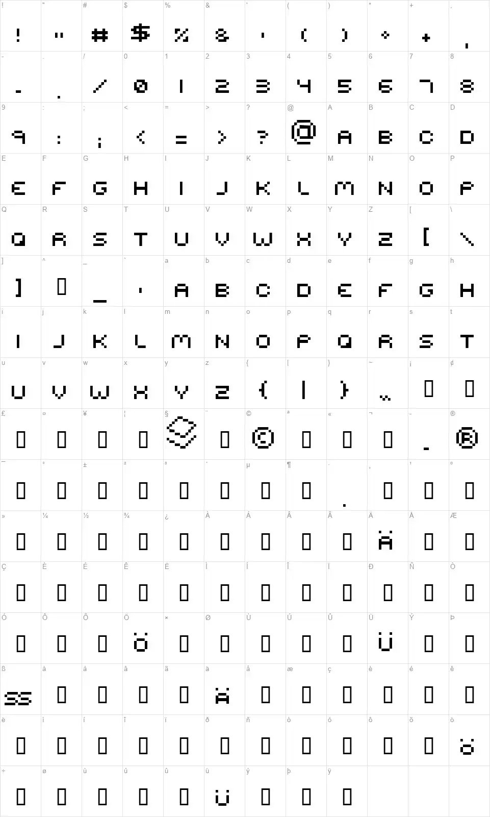 Serious Roundedfont character map