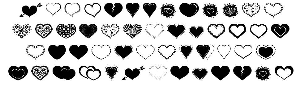 Sexy Love Hearts 2 шрифт Спецификация