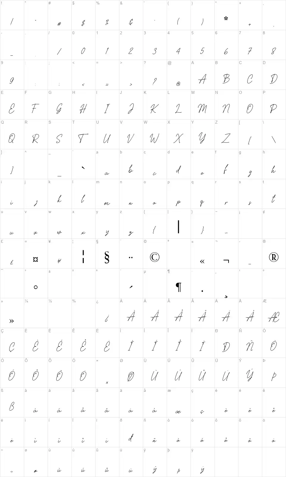 Silver Cityfont character map