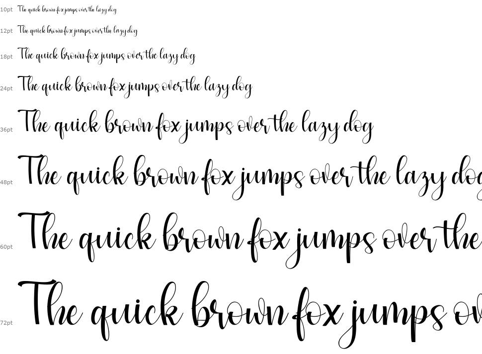 Simple Script font Waterfall