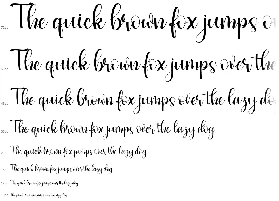 Simple Script font Waterfall