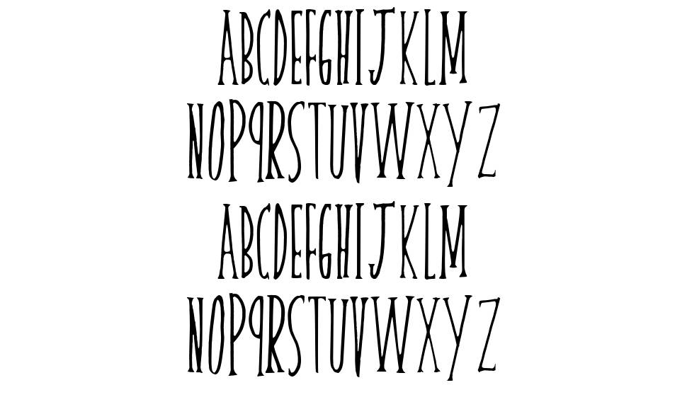 Skinny Serif písmo Exempláře