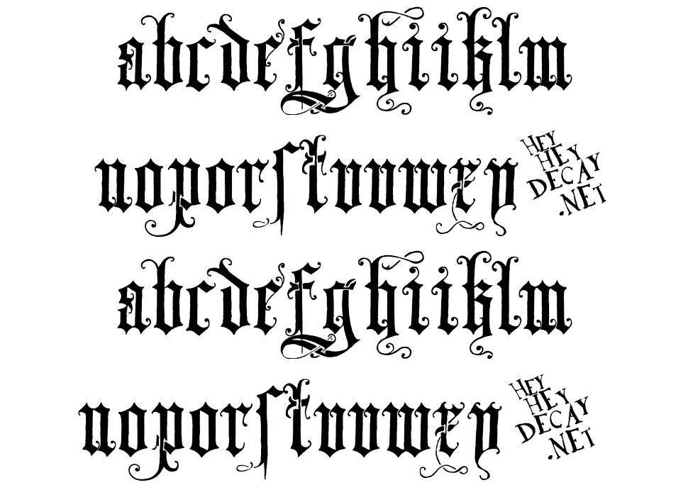 Skjend Hans Gotisk font Örnekler