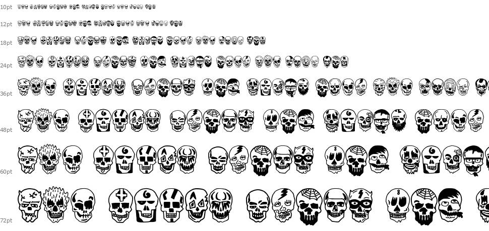Skulls Party Icons schriftart Wasserfall